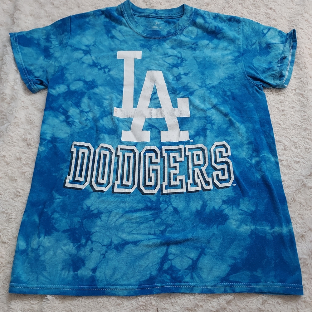 LA Dodgers Baseball MLB Blue Tie-Dye Cotton T-Shirt Small Pantone Champions